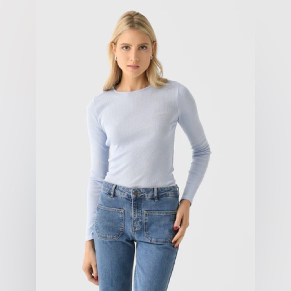 VINCE Women's Ribbed Pima Cotton Long-Sleeve Crew Neck T-Shirt XXS